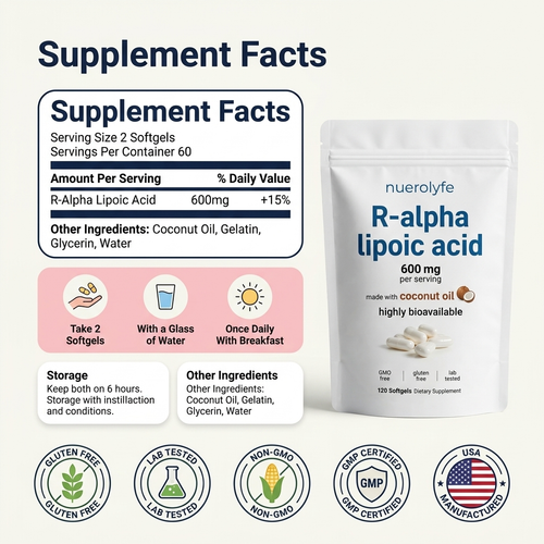 R-Alpha Lipoic Acid — 600mg Pure R-Form Softgels